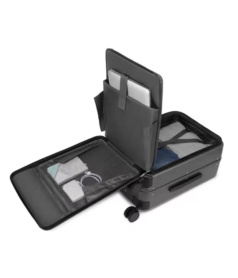 20 Inch 26 Inch Laptop Luggage Business Suitcase Front Pocket Trolley Bag Aluminum Frame Tsa